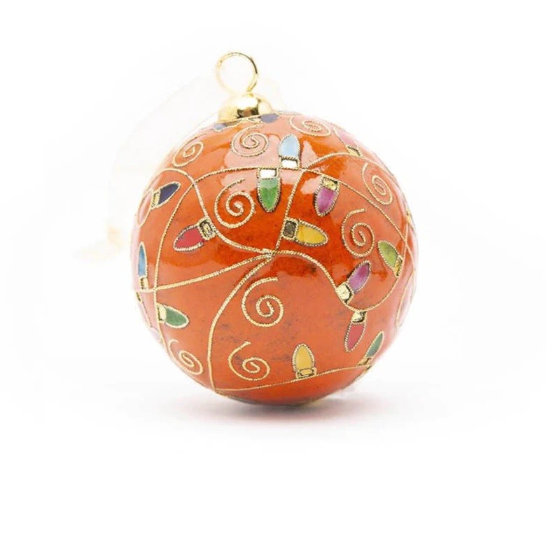 Auburn Colorful Christmas Lights Orange Cloisonné Christmas Ornament